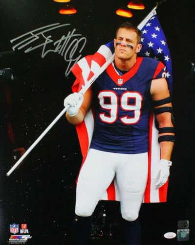 JJ Watt Autographed Houston Texans 16x20 PF Photo Flag in Tunnel- JSA W *Silver