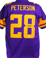 Adrian Peterson Signed Purple Pro Style Jersey w/ Yellow Num- Beckett W*Black *8