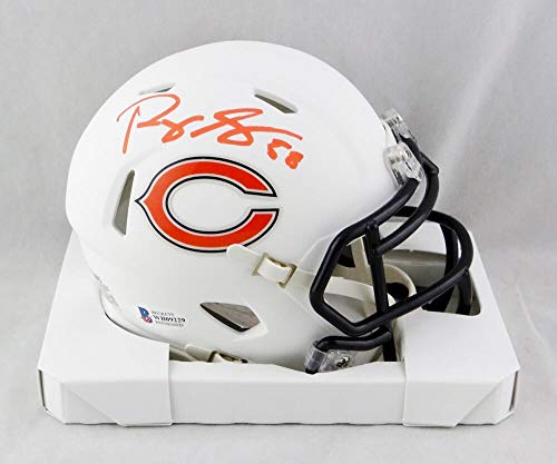 Roquan Smith Signed Chicago Bears Flat White Speed Mini Helmet - Beckett W Auth