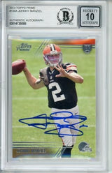 2014 Topps Prime #144A Johnny Manziel RC Cleveland Browns BAS Autograph 10