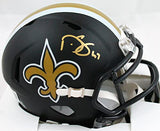 Darren Sproles Autographed Saints Flat Black Speed Mini Helmet- BeckettW Holo