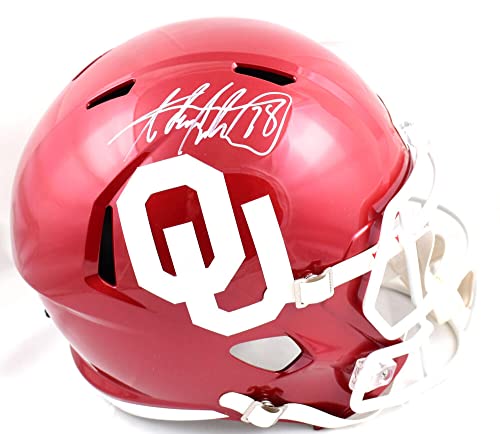 Adrian Peterson Signed Oklahoma Sooners F/S Riddell Speed Helmet-Beckett W Holo