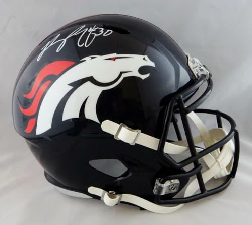 Phillip Lindsay Autographed Denver Broncos F/S Speed Helmet- JSA W Auth *White