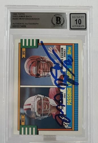 1990 Topps Disclaimer Back #229A Joe Montana Boomer Esiason Dual Auto BAS Auto10