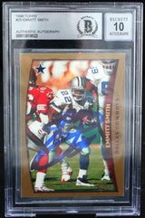 1998 Topps #25 Emmitt Smith Dallas Cowboys BAS Autograph 10