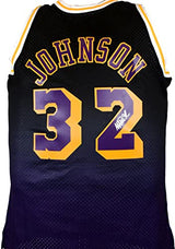 Magic Johnson Signed Lakers Fadeaway Black Mitchell & Ness Swingman Jsy-BAWHolo