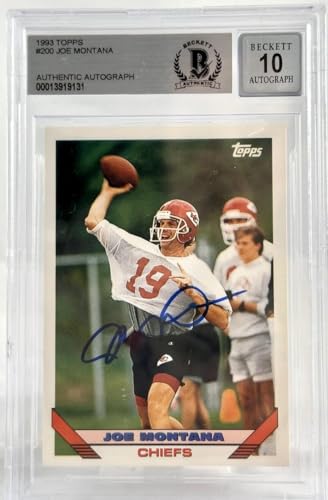 1993 Topps #200 Joe Montana Auto Kansas City Chiefs BAS Autograph 10