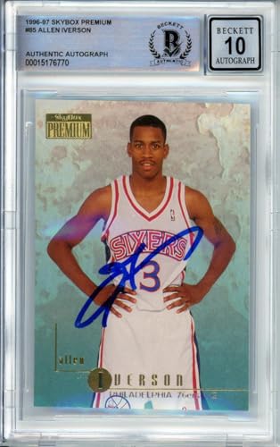 1996-97 Skybox Premium #85 Allen Iverson RC 76ers BAS Autograph 10