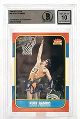 1986-87 Fleer #89 Kurt Rambis Auto Los Angles Lakers BAS Autograph 10