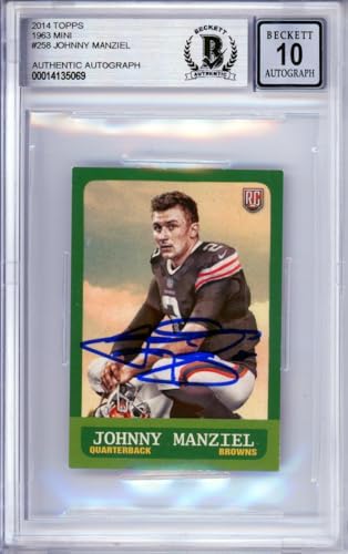 2014 Topps 1963 Mini #258 Johnny Manziel RC Cleveland Browns BAS Autograph 10