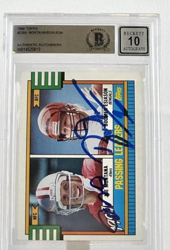 1990 Topps #229A Joe Montana Boomer Esiason Dual Signed BAS Autograph 10