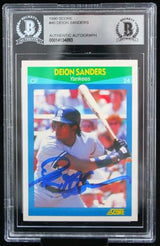 1990 Score #40 Deion Sanders Auto New York Yankees Autograph Beckett Auth