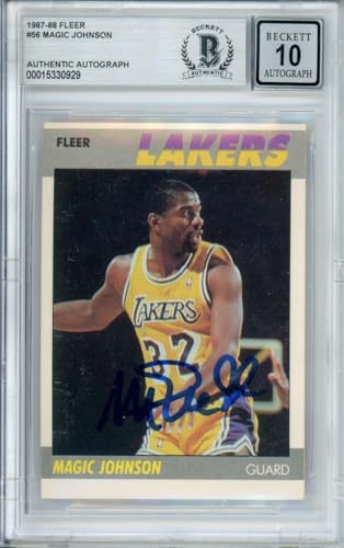 1987-88 Fleer #56 Magic Johnson Los Angeles Lakers BAS Autograph 10