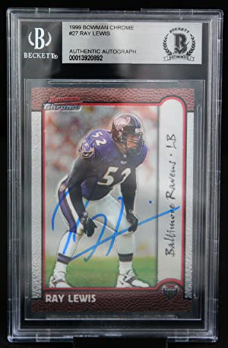 1999 Bowman Chrome #27 Ray Lewis Baltimore Ravens BAS Autograph 10