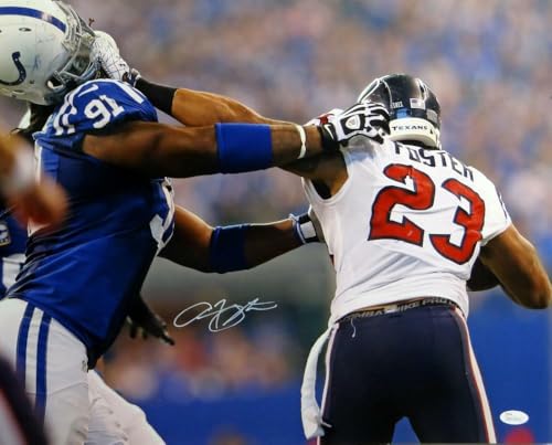 Arian Foster Autographed Texans 16x20 Helmet Off Colts *White Photo- JSA W Auth