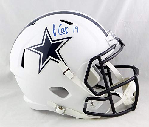 Amari Cooper Signed Dallas Cowboys F/S Flat White Speed Helmet- JSA W Auth *Blue