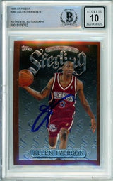 1996-97 Topps Finest Sterling #240 Allen Iverson RC 76ers BAS Autograph 10