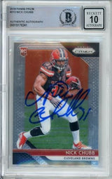 2018 Panini Prizm #213 Nick Chubb RC Cleveland Browns BAS Autograph 10