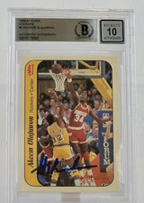 1986-87 Fleer Stickers #9 Hakeem Olajuwon Auto Houston Rockets BAS Autograph 10