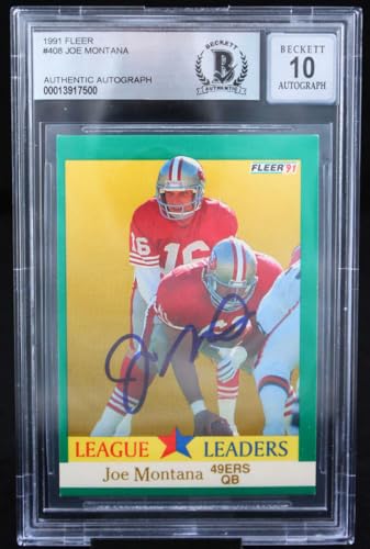 1991 Fleer #408 Joe Montana Auto San Francisco 49ers BAS Autograph 10