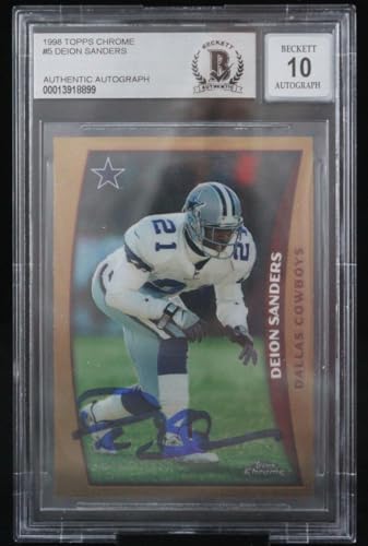 1998 Topps Chrome #5 Deion Sanders Dallas Cowboys BAS Autograph 10