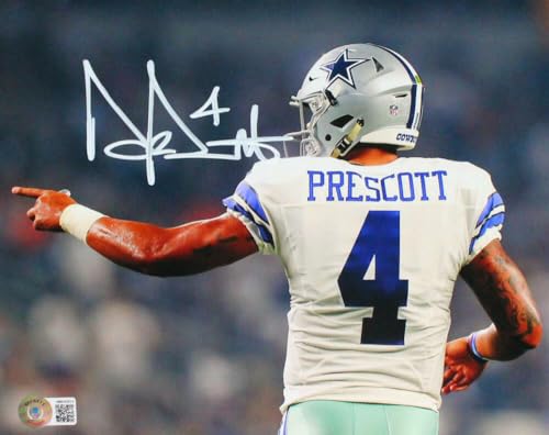 Dak Prescott Autographed Dallas Cowboys 8x10 Back View Photo-Beckett W Hologram