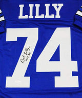 Bob Lilly Autographed Blue Pro Style Jersey w/ HOF '80- JSA Witnessed Auth *7