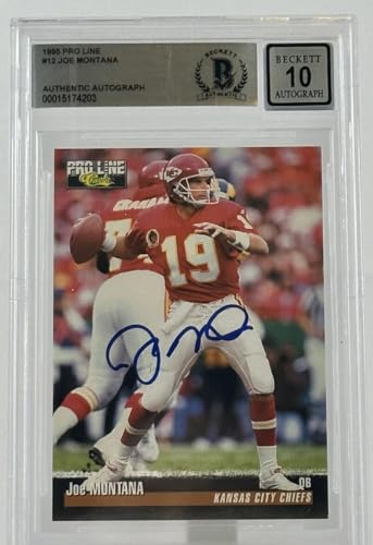 1995 Pro Line #12 Joe Montana Auto Kansas City Chiefs BAS Autograph 10