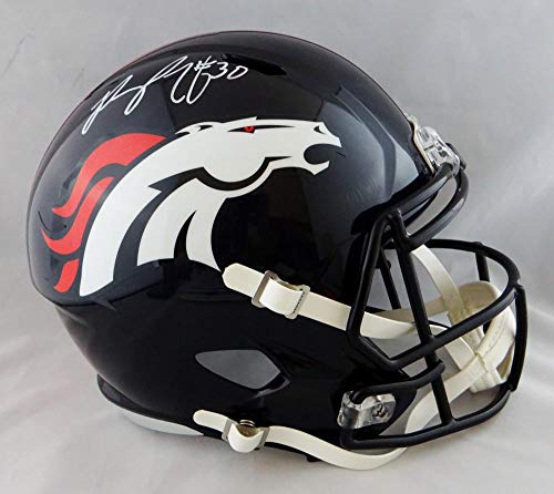 Phillip Lindsay Autographed Denver Broncos F/S Speed Helmet- JSA W Auth *White