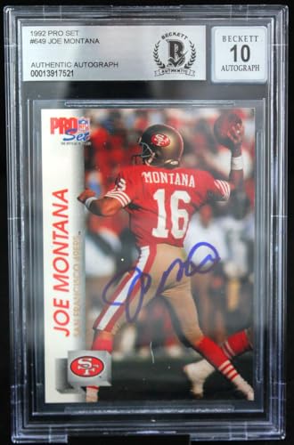 1992 Pro Set #649 Joe Montana Auto San Francisco 49ers BAS Autograph 10