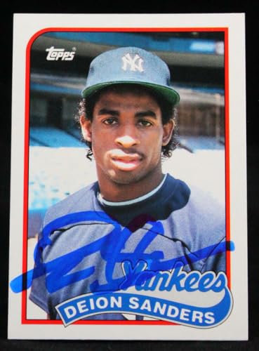 1989 Topps Traded #110T Deion Sanders New York Yankees Autograph Beckett Witness