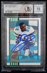 1990 Topps Traded #27T Emmitt Smith Auto Dallas Cowboys BAS Autograph 10