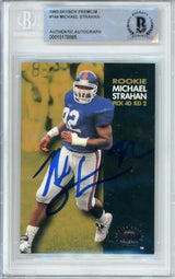 1993 Skybox Premium #144 Michael Strahan RC New York Giants BAS Autograph 10