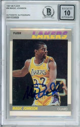 1987-88 Fleer #56 Magic Johnson Los Angeles Lakers BAS Autograph 10