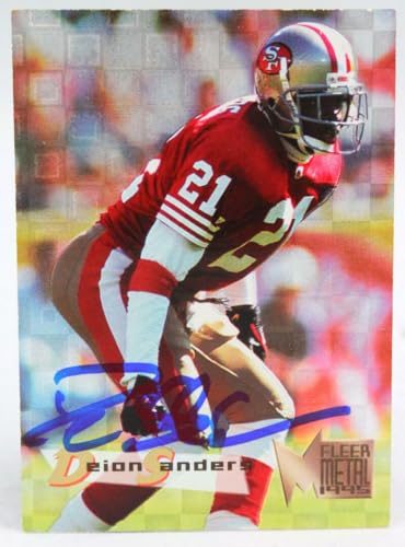 1995 Fleer Metal #175 Deion Sanders San Fransico 49ers Autograph Beckett Witness