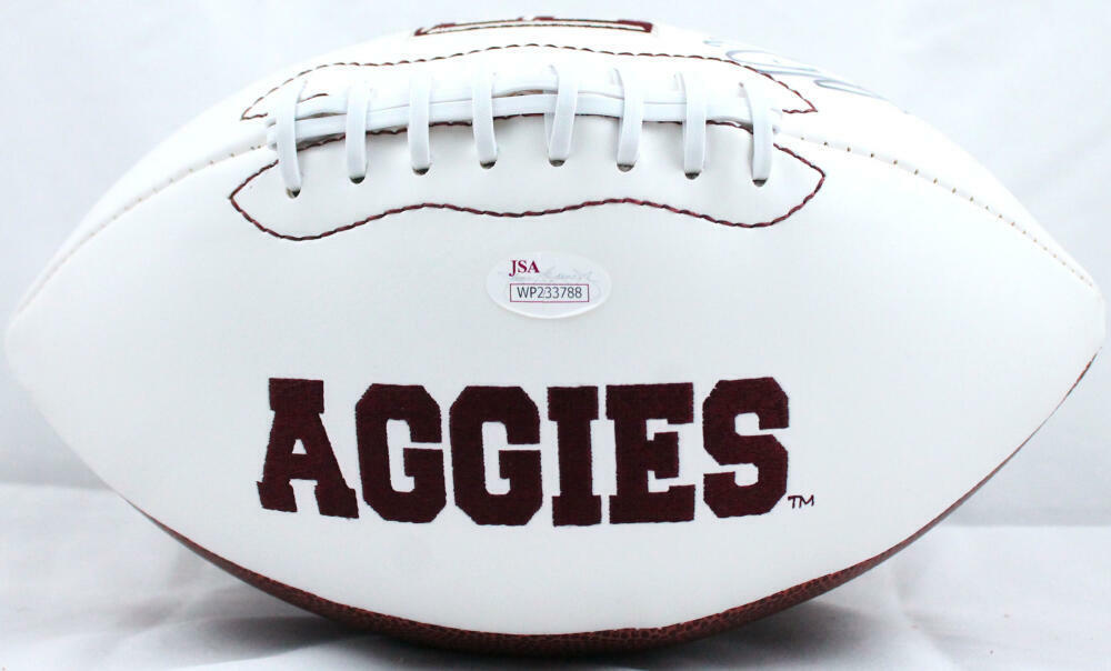 Johnny Manziel Autographed Texas A&M Aggies Logo Football W/ Heisman- JSA W