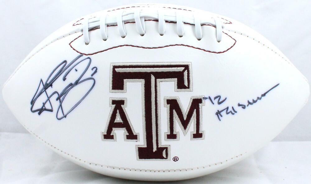 Johnny Manziel Autographed Texas A&M Aggies Logo Football W/ Heisman- JSA W