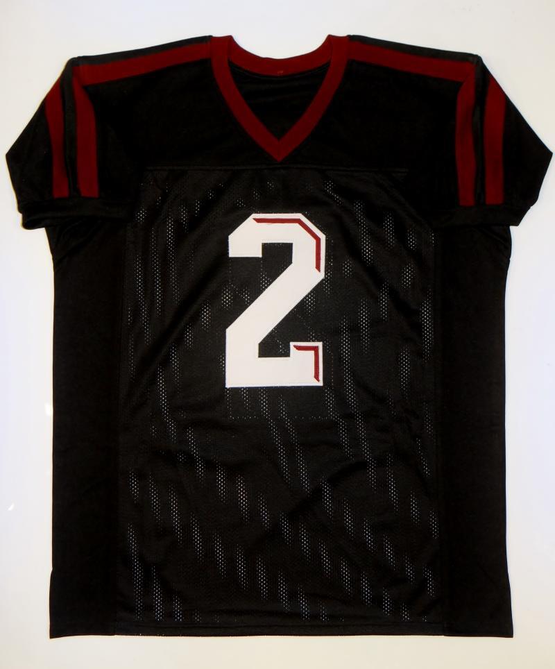 Johnny Manziel Autographed Black College Style Jersey W/ HT- JSA Witnessed Auth