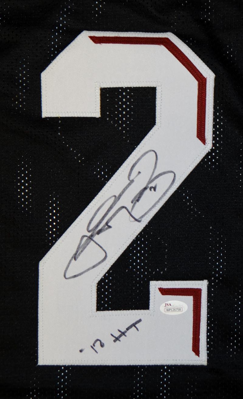 Johnny Manziel Autographed Black College Style Jersey W/ HT- JSA Witnessed Auth