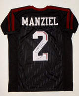 Johnny Manziel Autographed Black College Style Jersey W/ HT- JSA Witnessed Auth