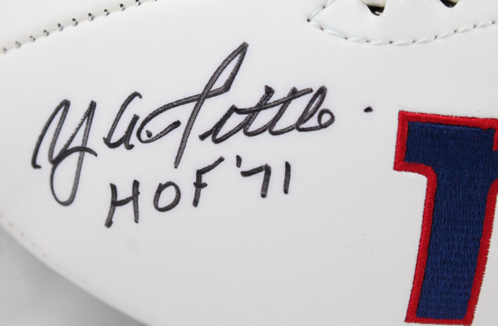 Y.A. Tittle Autographed New York Giants Logo Football with JSA Witnessed Auth