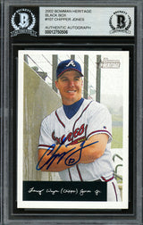 Chipper Jones Autographed 2002 Bowman Heritage Black Box Card #107 Atlanta Braves Beckett BAS Stock #193080