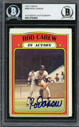 Rod Carew Autographed 1972 Topps Card #696 Minnesota Twins Beckett BAS #12753523