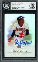 Rod Carew Autographed 2012 Topps Tribute Card #98 California Angels Beckett BAS #12754236