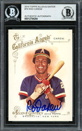 Rod Carew Autographed 2014 Topps Allen & Ginter Card #75 California Angels Beckett BAS Stock #193357