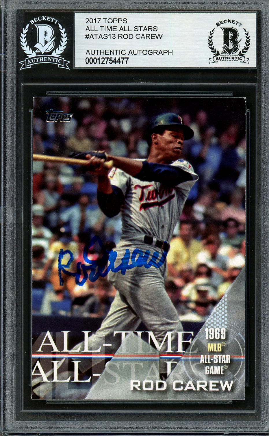 Rod Carew Autographed 2017 Topps All Time All Star Card #ATAS-13 Minnesota Twins Beckett BAS #12754477