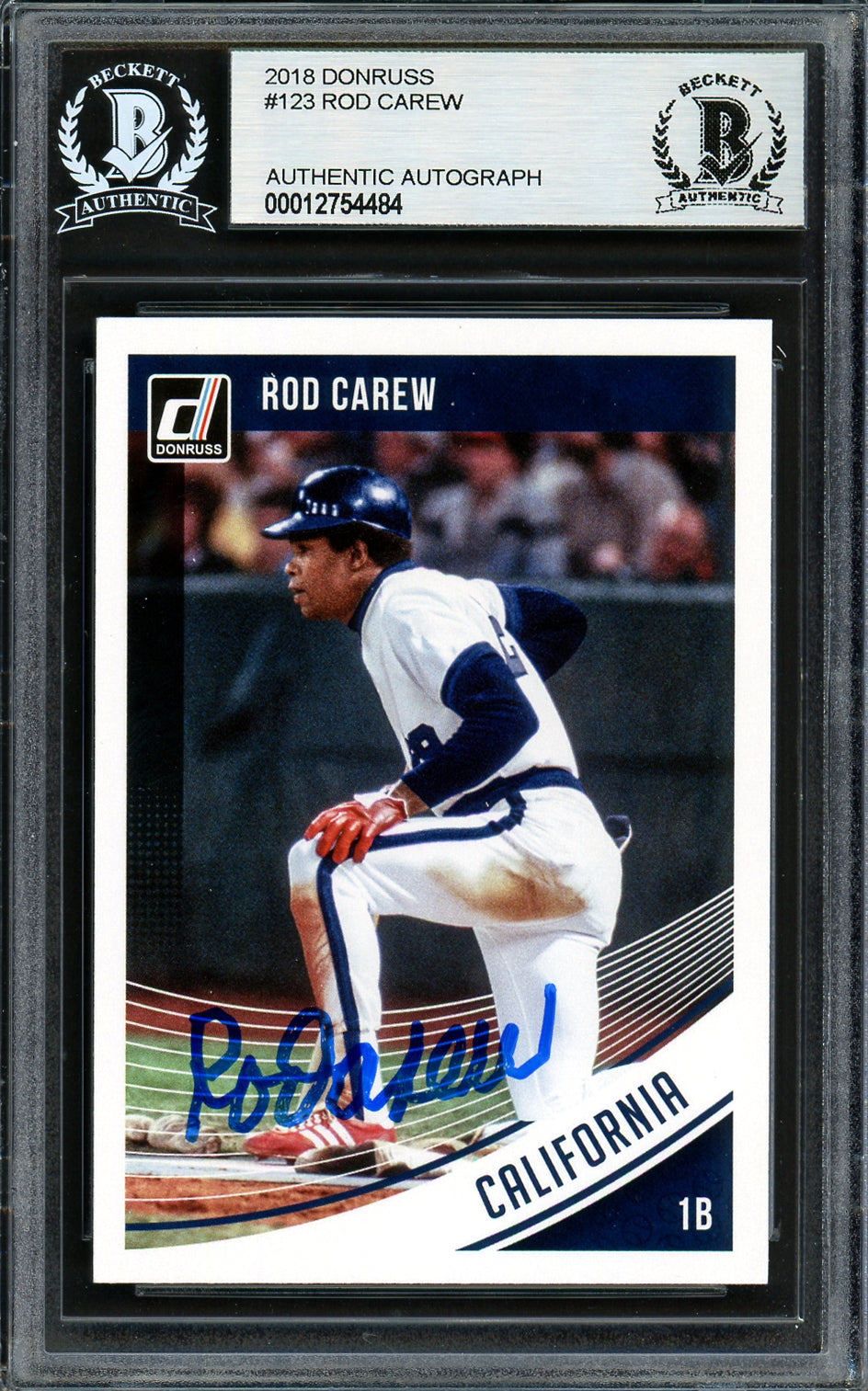 Rod Carew Autographed 2018 Donruss Card #123 Minnesota Twins Beckett BAS #12754484