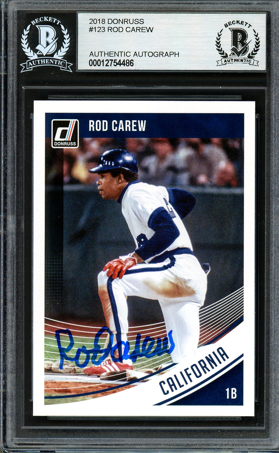 Rod Carew Autographed 2018 Donruss Card #123 Minnesota Twins Beckett BAS #12754486