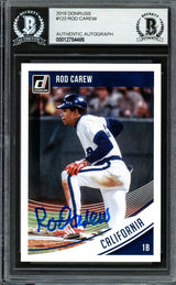 Rod Carew Autographed 2018 Donruss Card #123 Minnesota Twins Beckett BAS #12754486