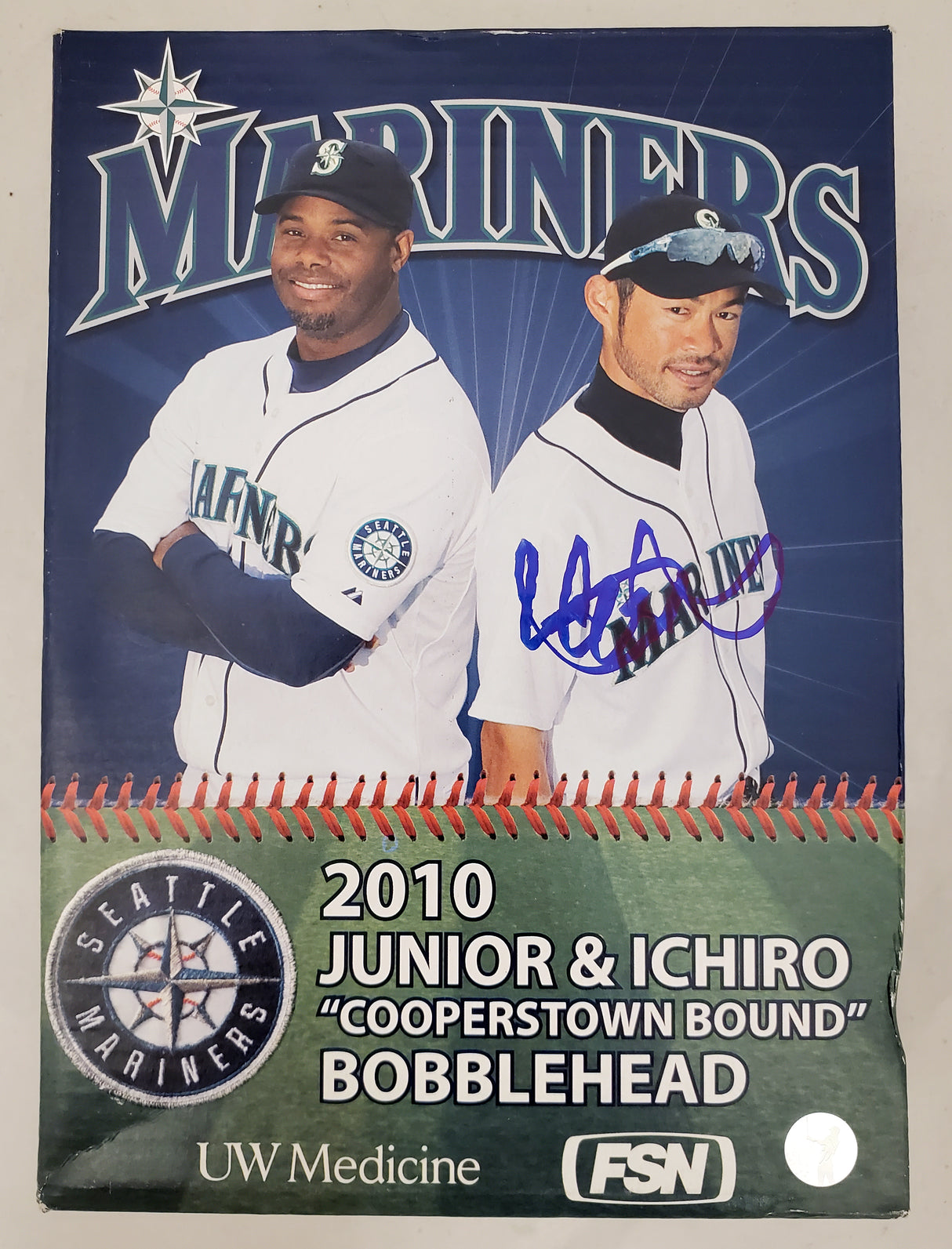 Ichiro Suzuki Autographed 2010 Cooperstown Bound With Ken Griffey Jr. Bobblehead Box Seattle Mariners IS Holo SKU #193664